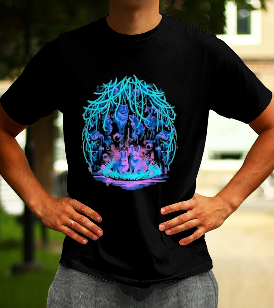 Animal Well Clandestine Creatures Glowing Forest Scene T-Shirt