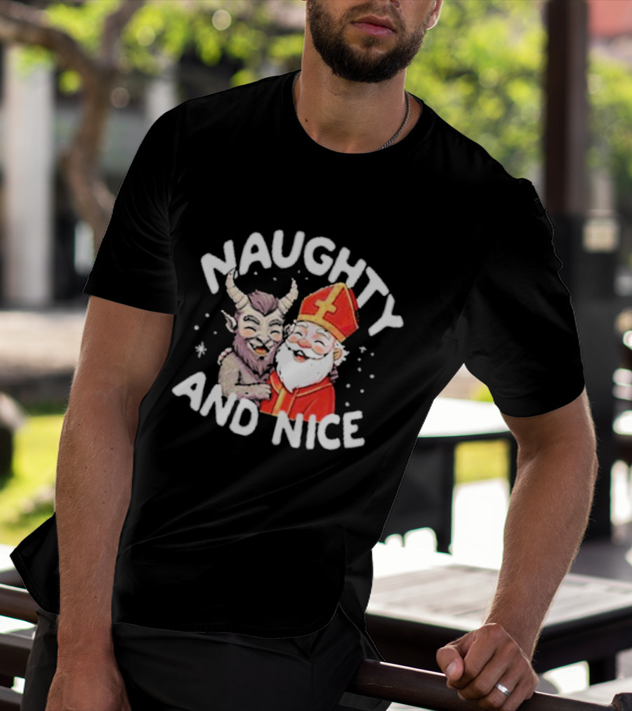 Naughty And Nice Krampus And Saint Nicholas T-Shirt