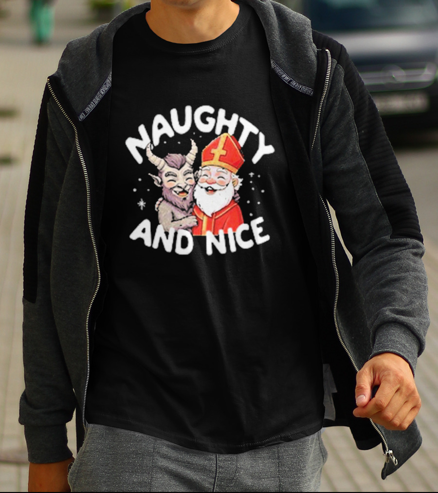 Naughty And Nice Krampus And Saint Nicholas T-Shirt