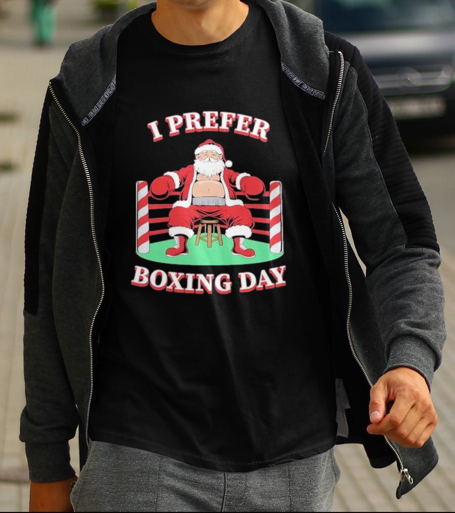 I Prefer Boxing Day Santa In Boxing Ring With Candy Cane Ropes T-Shirt