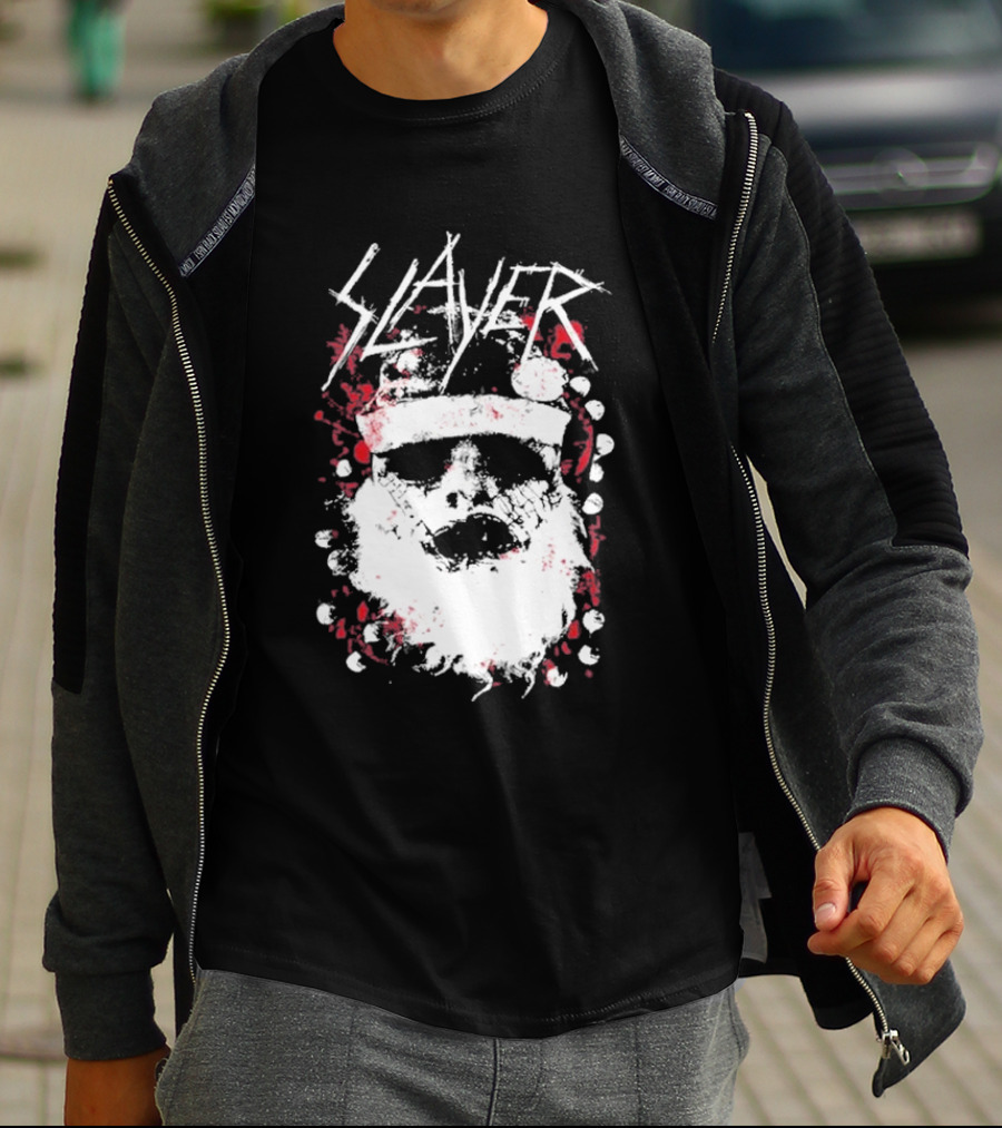 Slayer Dead Skin Santa Skull Iconic Holiday T-Shirt