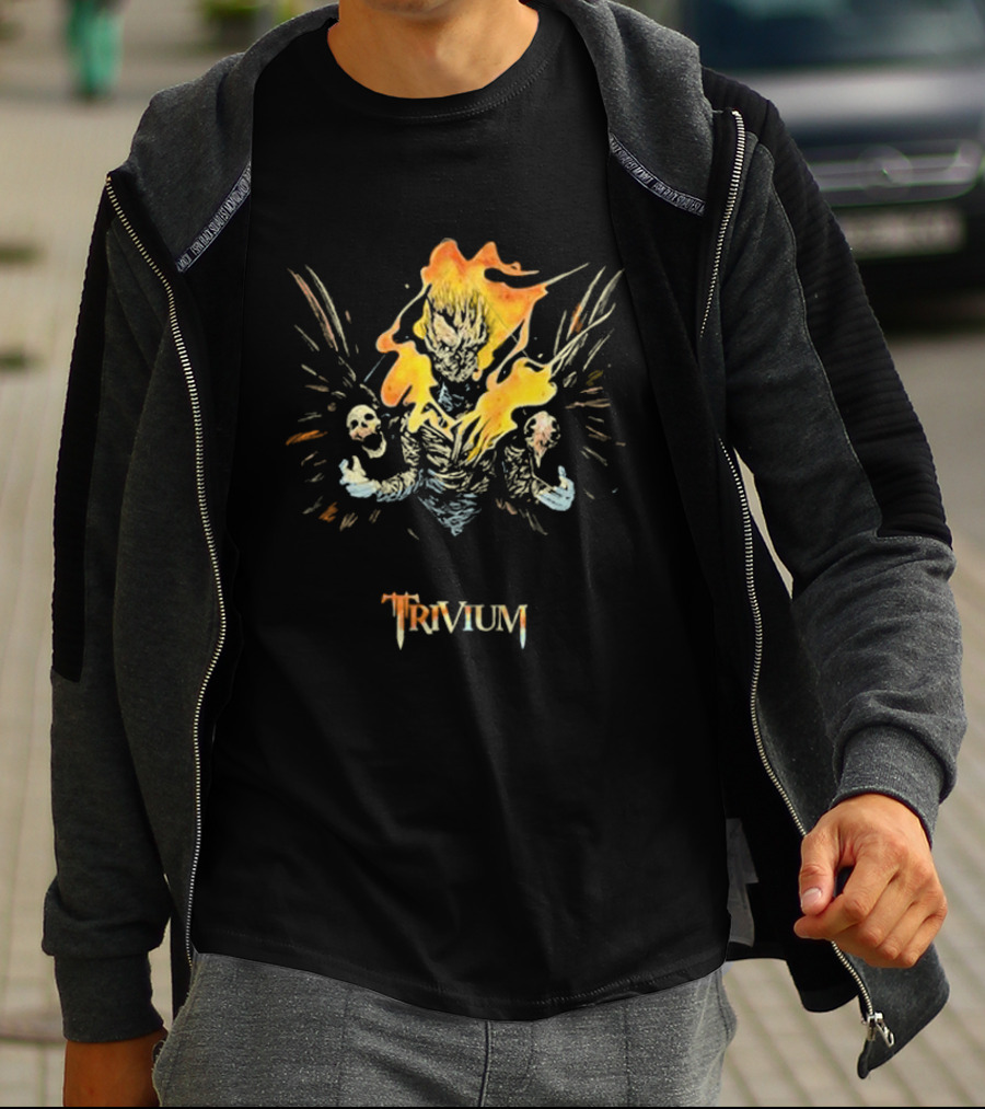 Trivium Fire Sword Flaming Demon Skulls T-Shirt