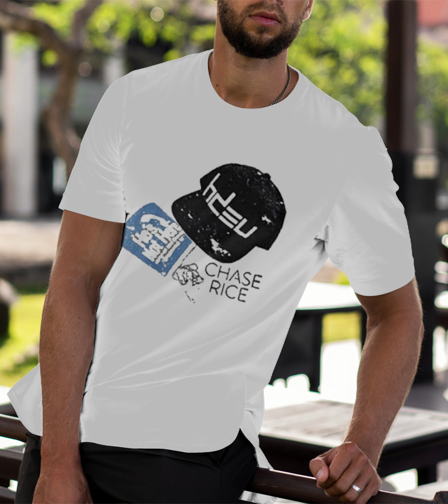 CHASE RICE HDEU Gear Hat And Blue He’s Not Here Text T-Shirt