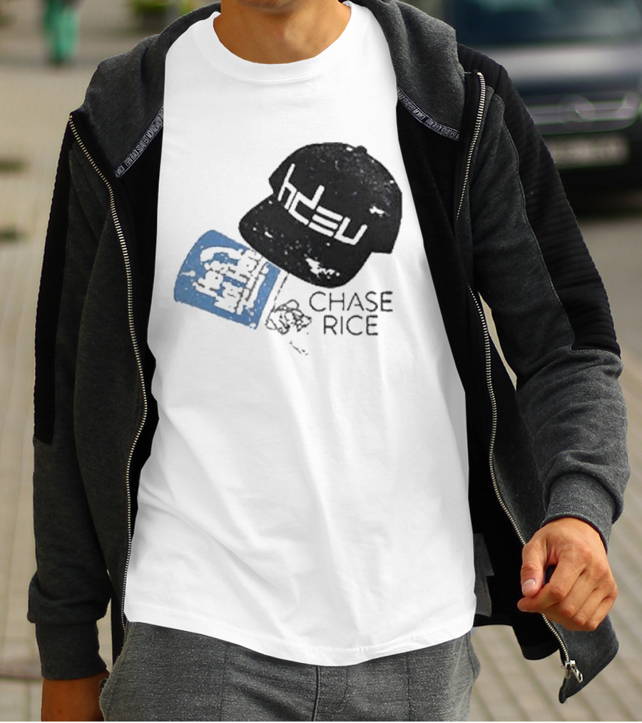 CHASE RICE HDEU Gear Hat And Blue He’s Not Here Text T-Shirt