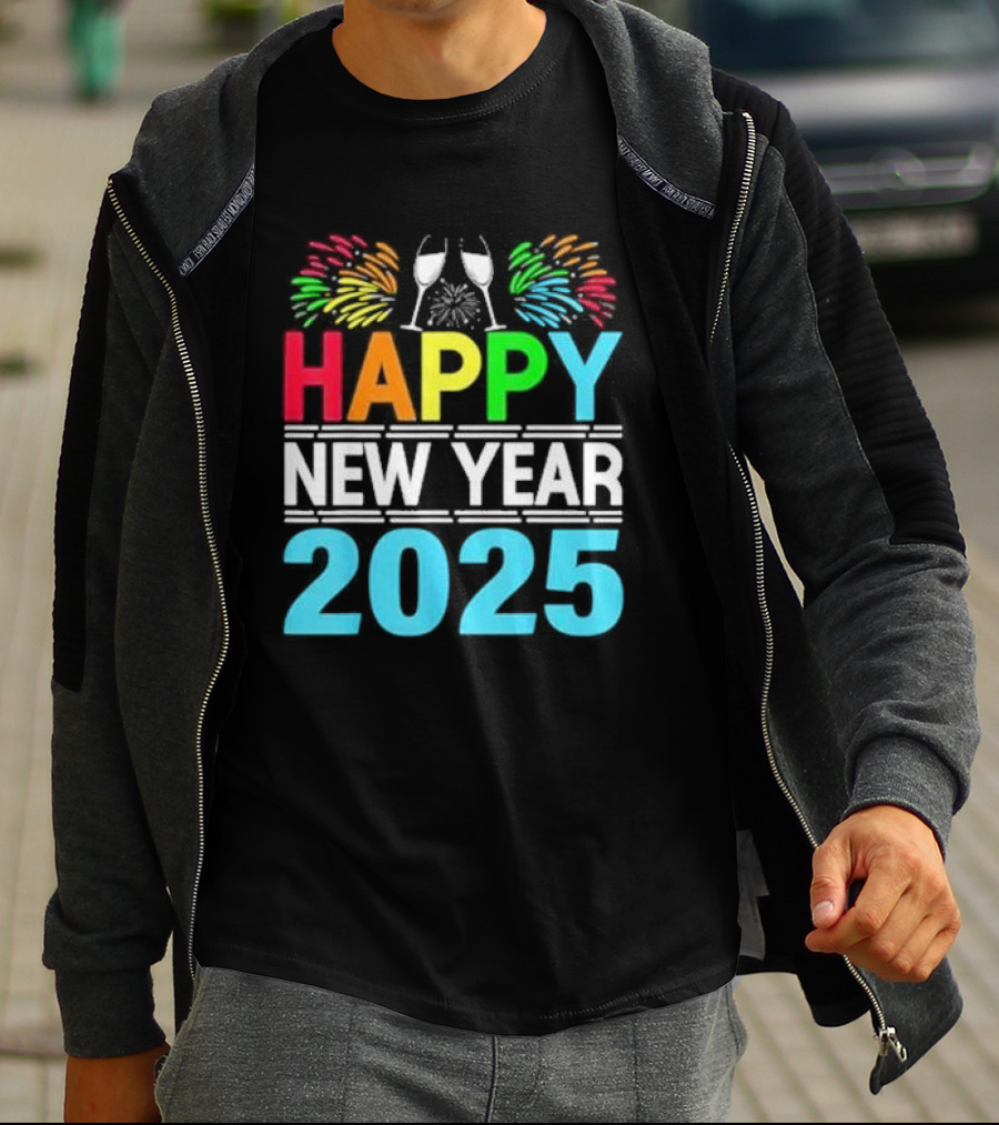 Happy New Year 2025 Fireworks Cheers T-Shirt