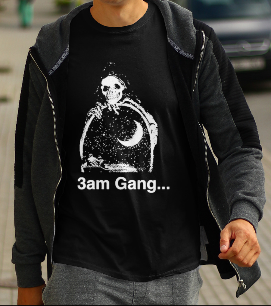 Sematary Grave Man 3 Am Gang Skeleton Moon Motif T-Shirt