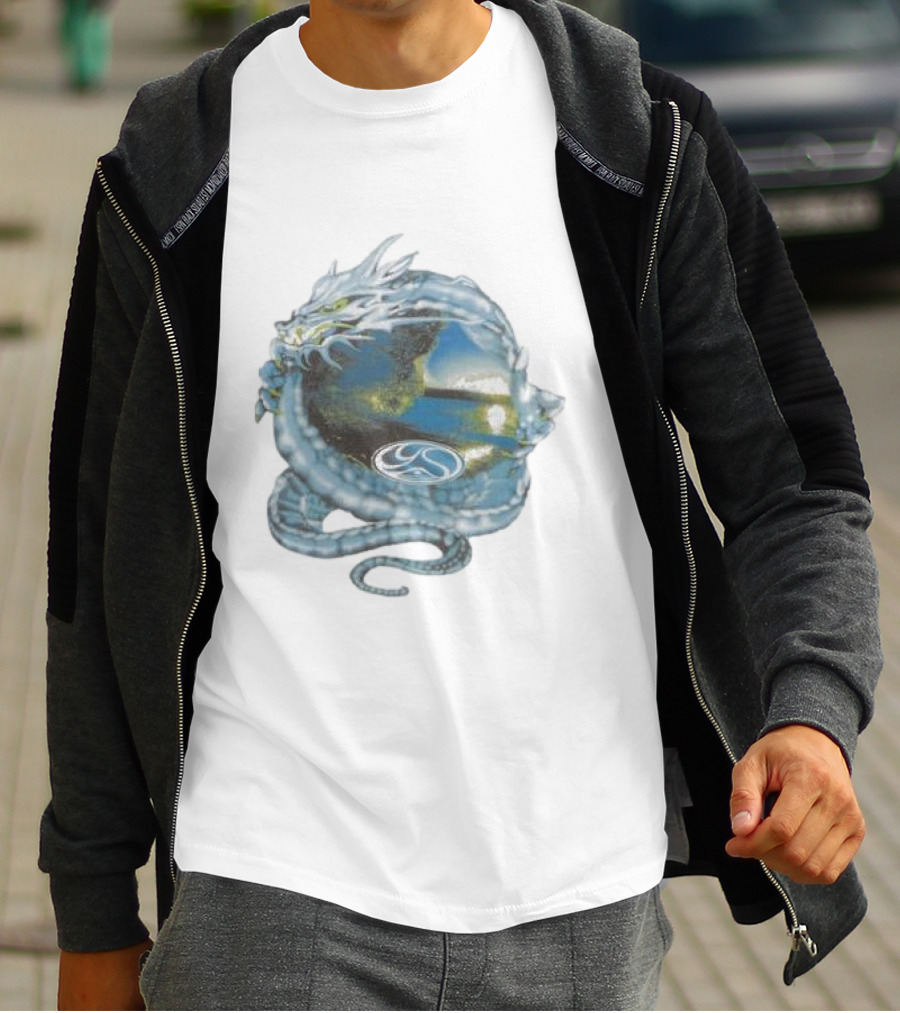 Yardsale Wave Serpent Dragon Landscape Sphere T-Shirt