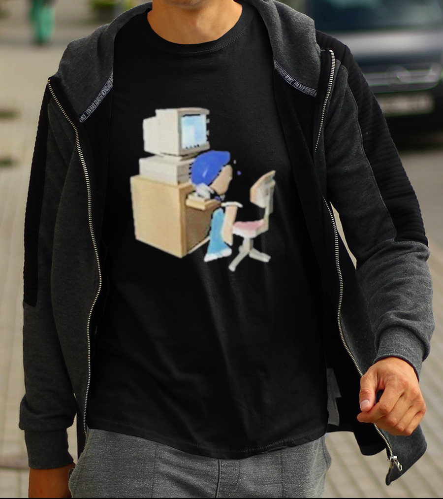 Nikki Carreon Internet Fatigue Vintage Computer Cartoon Figure T-Shirt