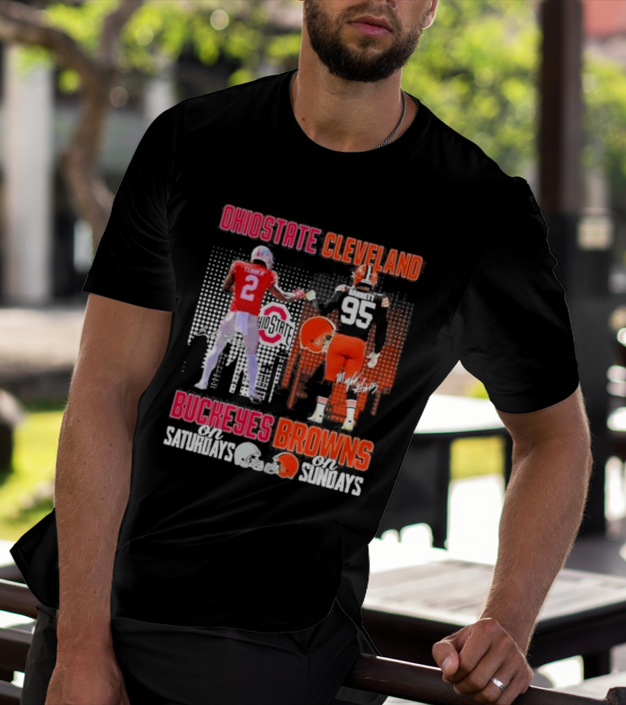Ohio State Cleveland Buckeyes Browns On Saturdays On Sundays T-Shirt