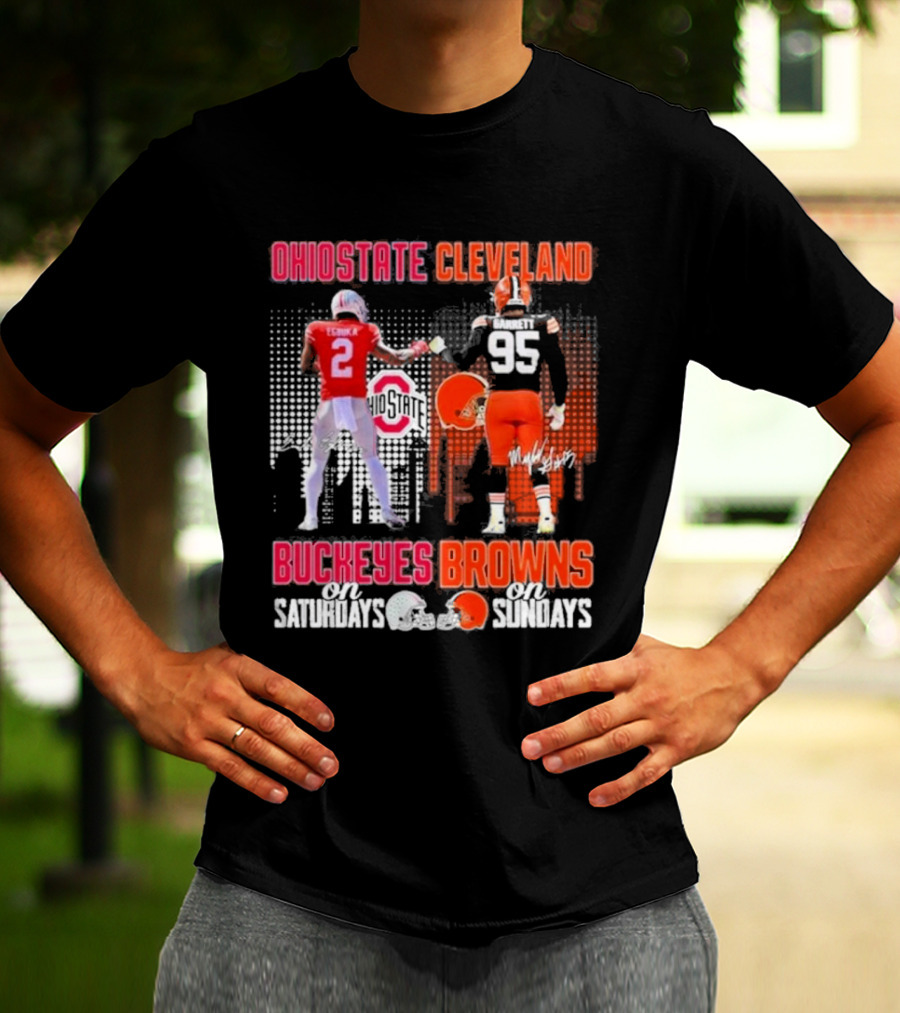 Ohio State Cleveland Buckeyes Browns On Saturdays On Sundays T-Shirt