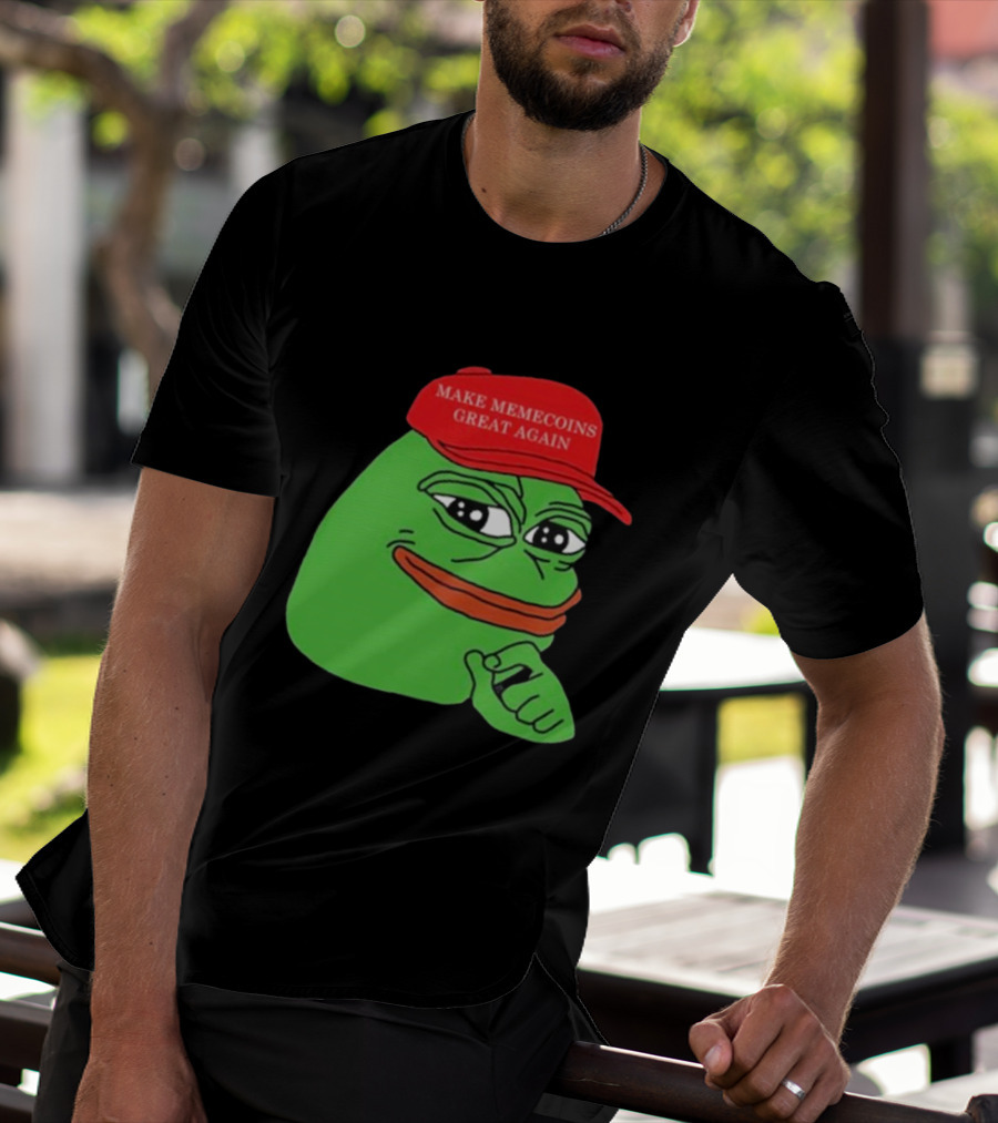 Pepe Make Memecoins Great Again Red Hat Meme Character T-Shirt