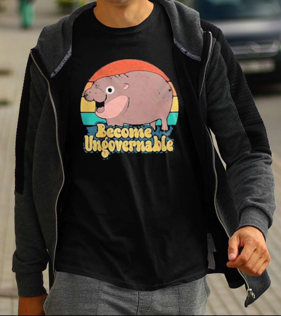 Become Ungovernable Baby Hippo Retro Circles T-Shirt