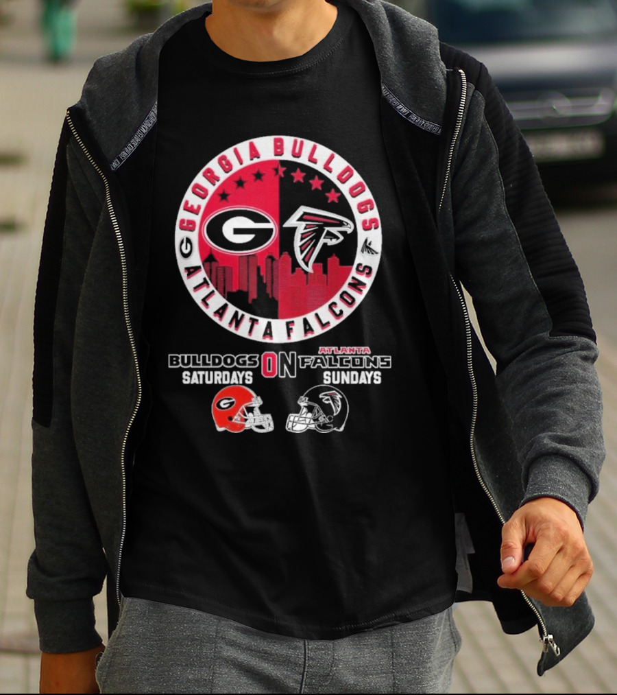 Georgia Bulldogs Saturdays Atlanta Falcons Sundays Football Fans T-Shirt