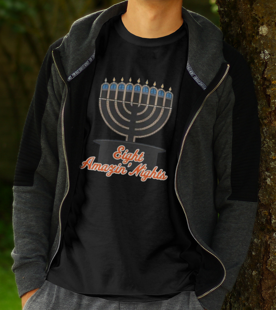 Hanukkah New York Mets Eight Amazin’ Nights Menorah T-Shirt