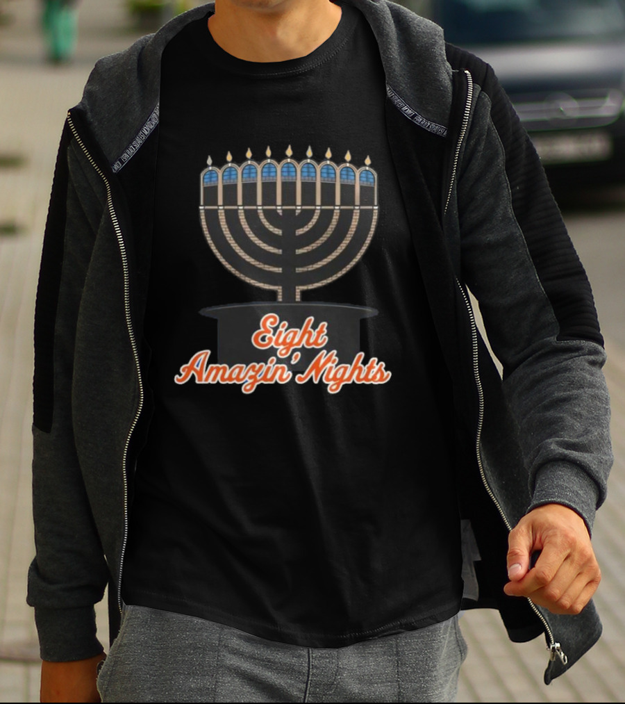 Hanukkah New York Mets Eight Amazin’ Nights Menorah T-Shirt
