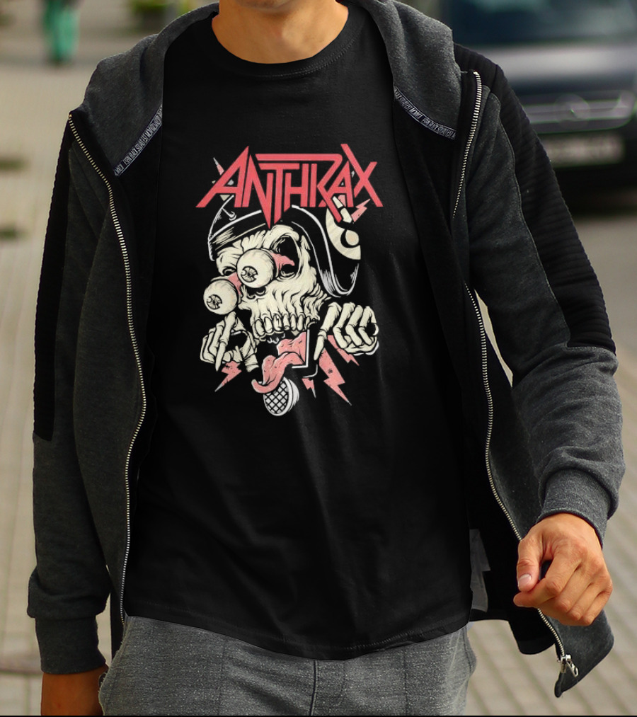 Anthrax Skull With Exploding Eyes And Microphone T-Shirt