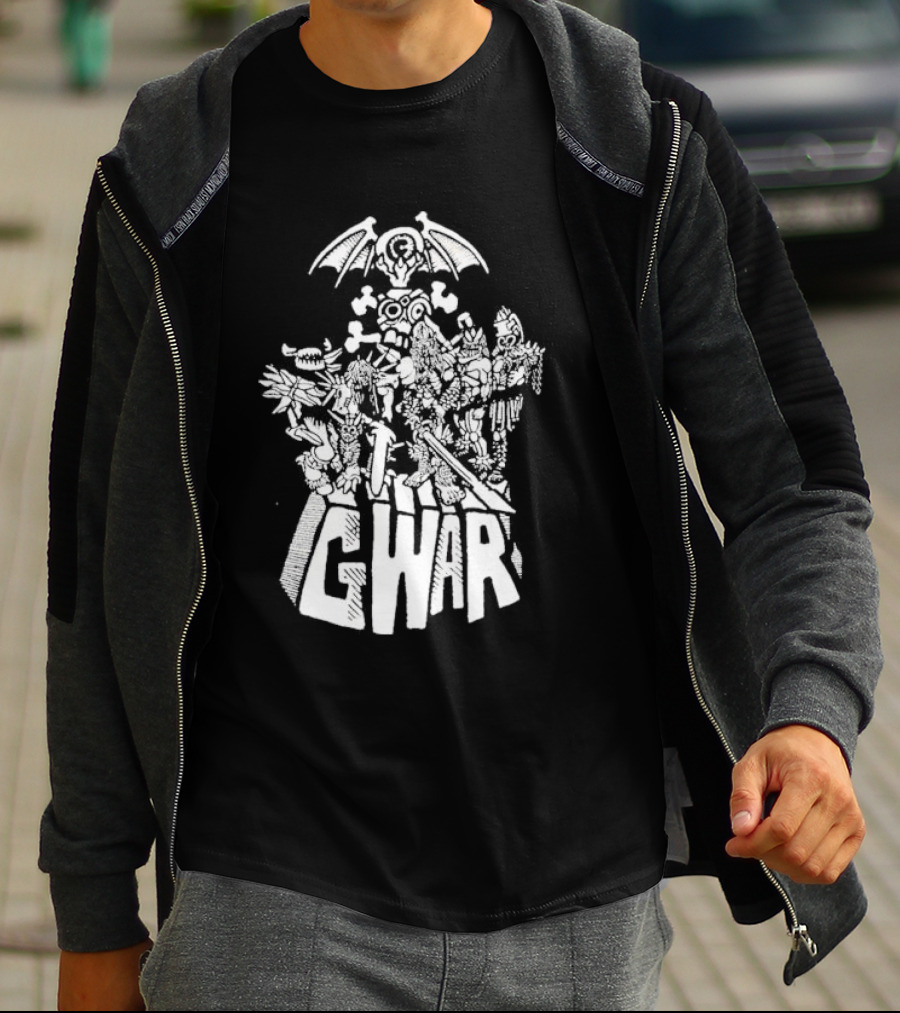 Gwar 1994 Glow In The Dark Band Art With Monsters And Bat Wings T-Shirt