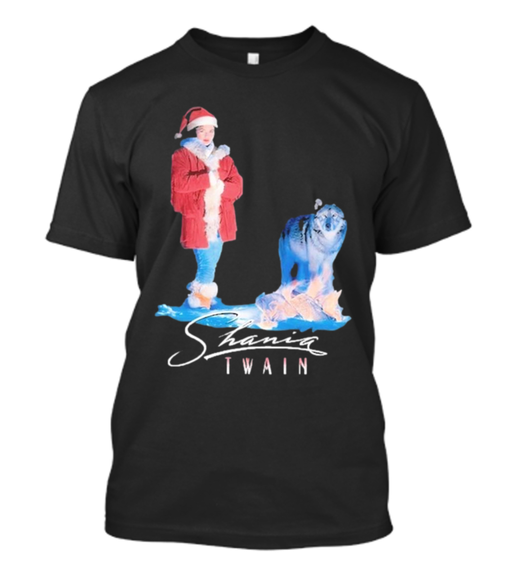 Shania Twain Holiday Santa Suit And Wolf T-Shirt