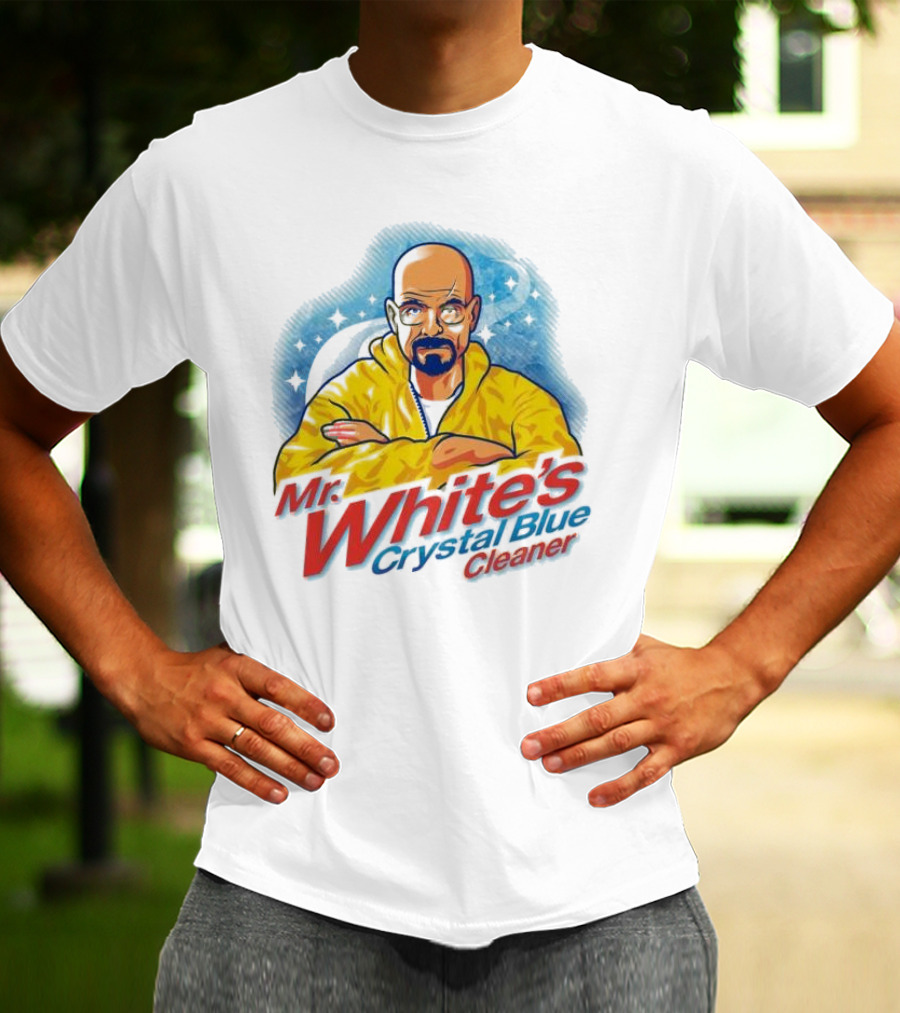 Mr. White's Crystal Blue Cleaner Breaking Bad Iconic Yellow Jacket Character T-Shirt