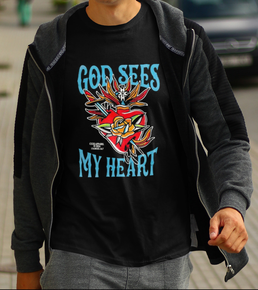 God Sees My Heart Sacred Rose 1 Samuel 16:7 Bright Traditional T-Shirt