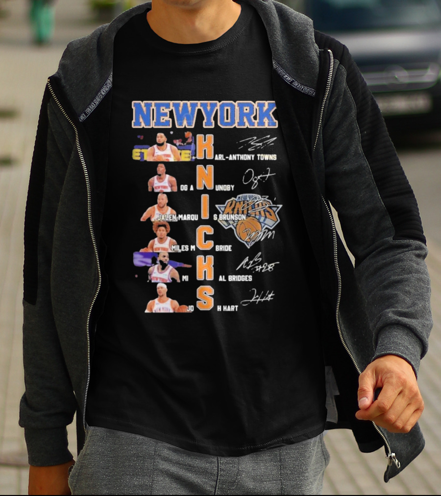 New York Knicks Karl-Anthony Towns OG Anunoby Jalen Brunson Miles McBride Mikal Bridges Josh Hart Signature Players T-Shirt