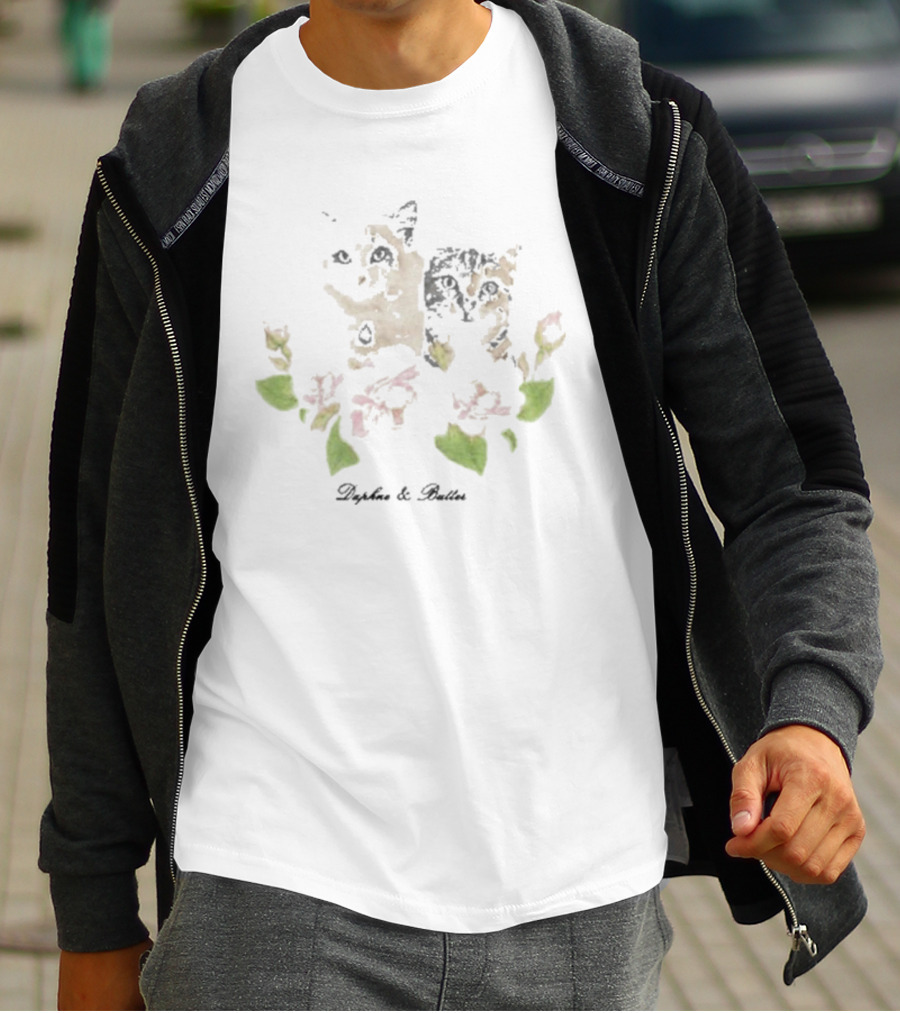 Daphne And Butter Kitty Surrounded By Delicate Flowers T-Shirt
