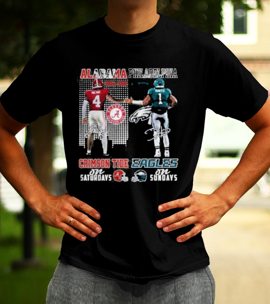 Alabama Crimson Tide Saturdays Philadelphia Eagles Sundays Signature T-Shirt