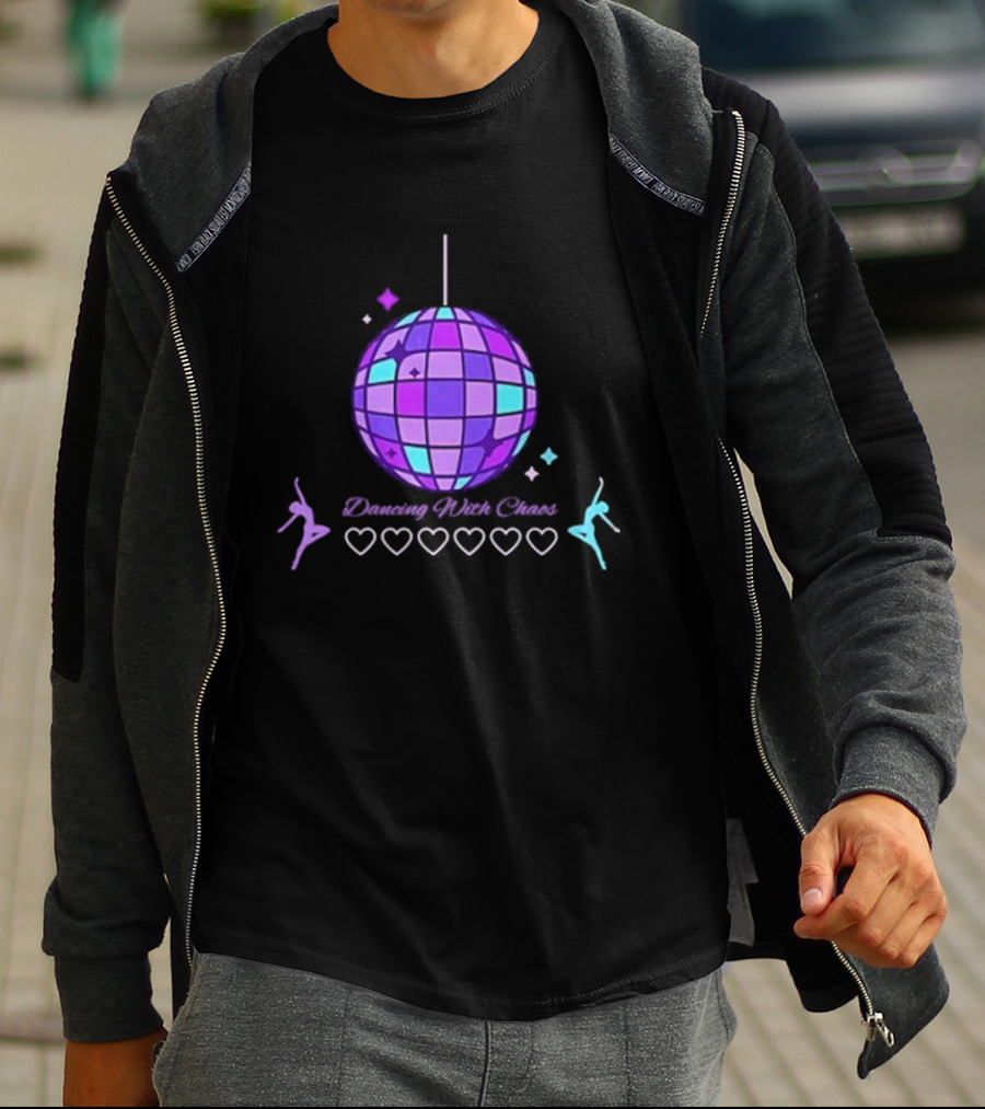 Dancing With Chaos Purple Disco Ball Icons And Dancers T-Shirt