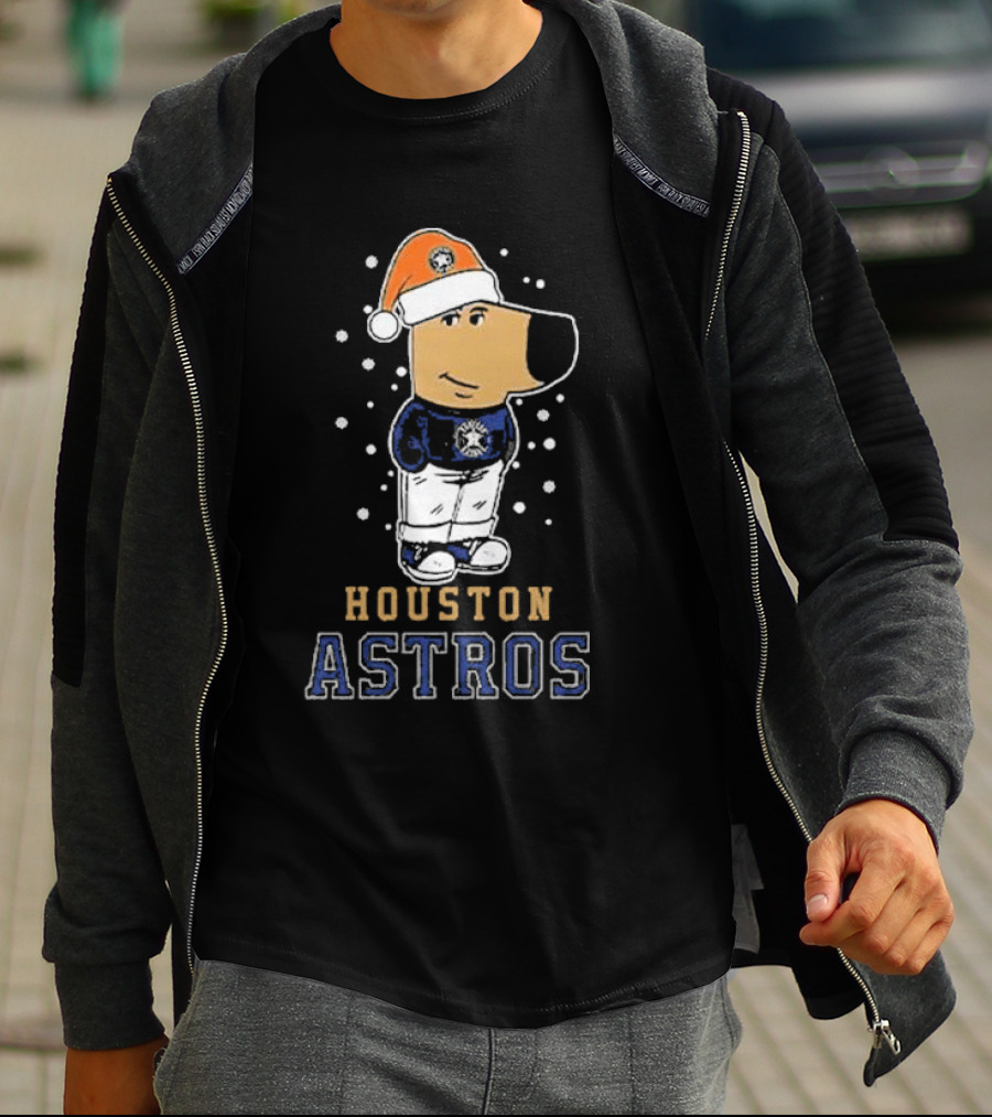 Houston Astros Christmas Santa Dog Mascot T-Shirt