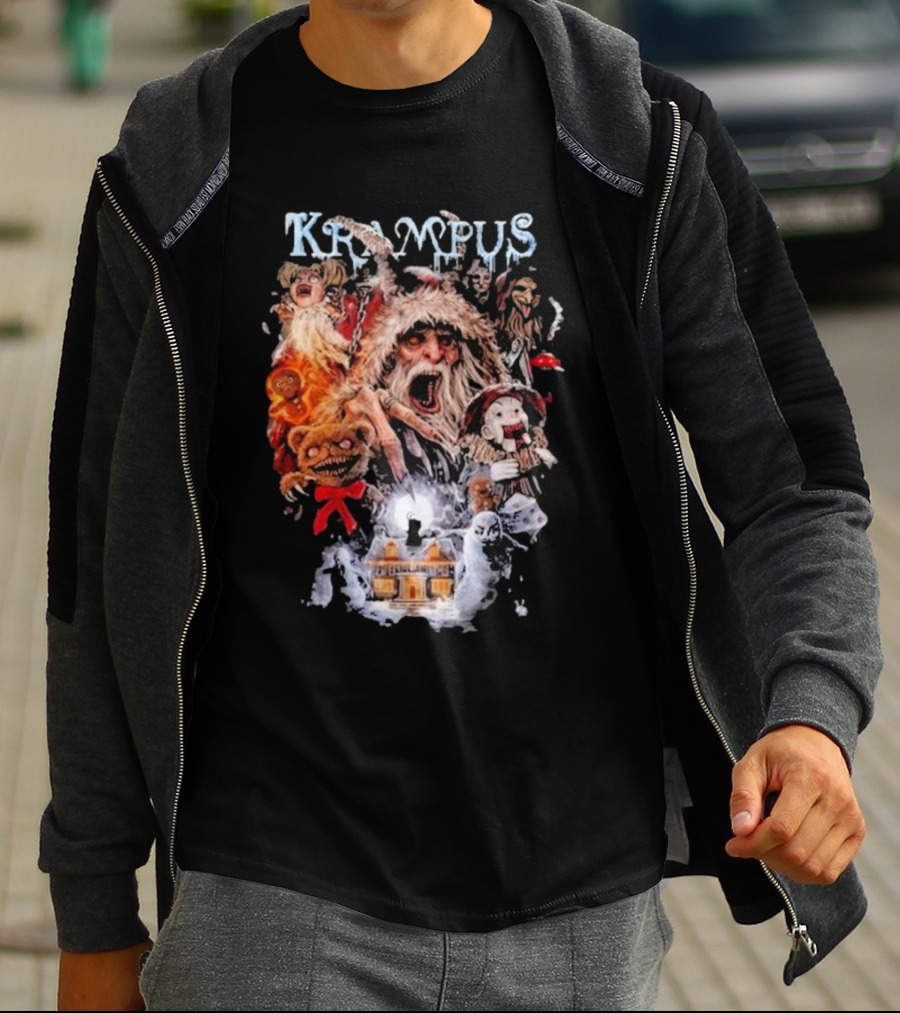 Krampus You Better Watch Out Holiday Horror Icons Christmas Monster Scene T-Shirt