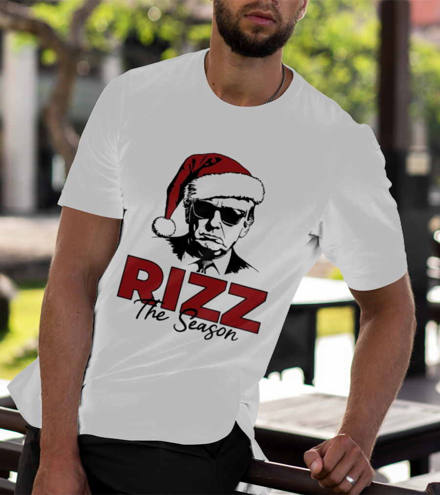 Rizz The Season Santa Hat Sunglasses Christmas T-Shirt
