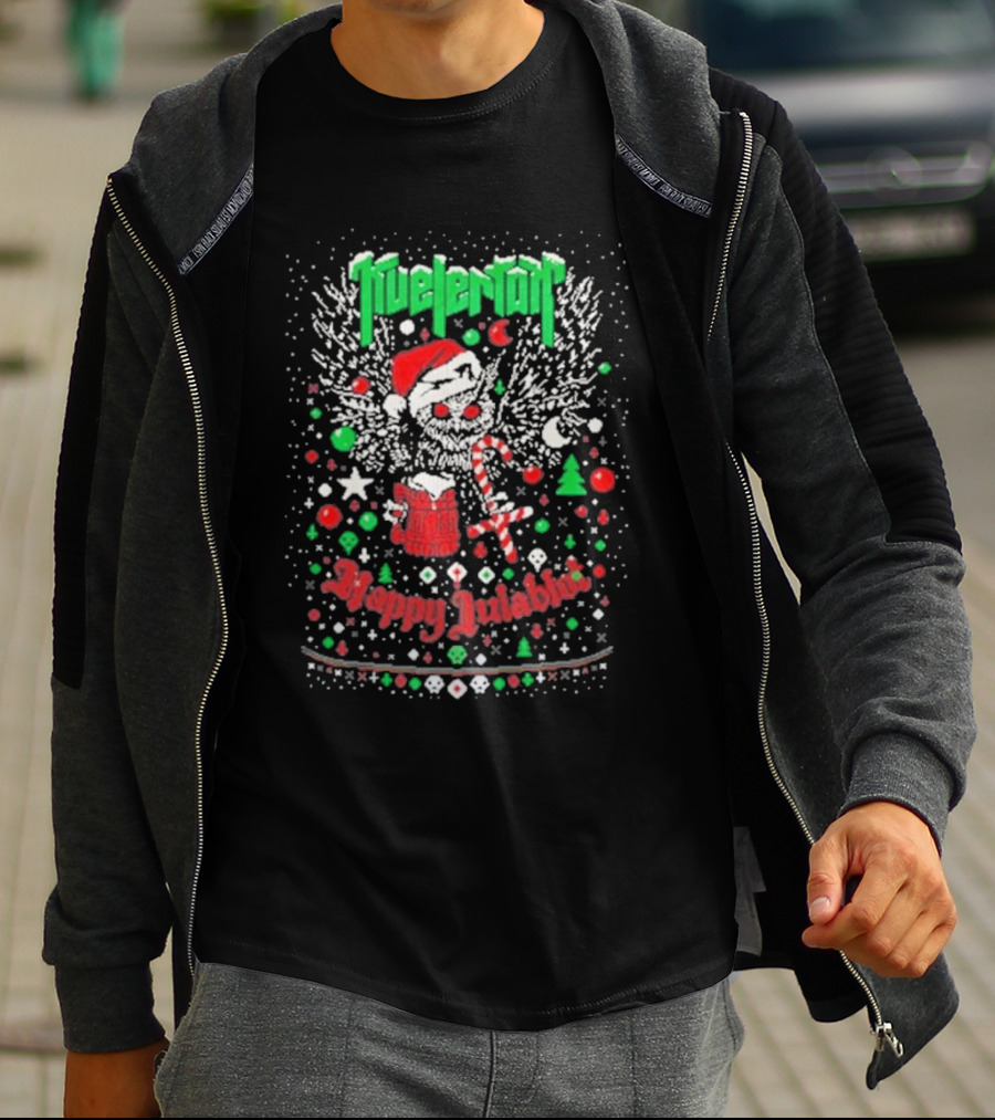 Kvelertak Happy Julablot Christmas Sweater Santa Skull Wings Holiday T-Shirt