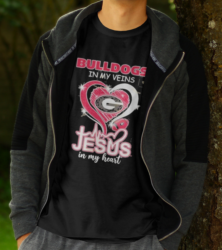 Bulldogs In My Veins Jesus In My Heart Georgia Bulldogs T-Shirt