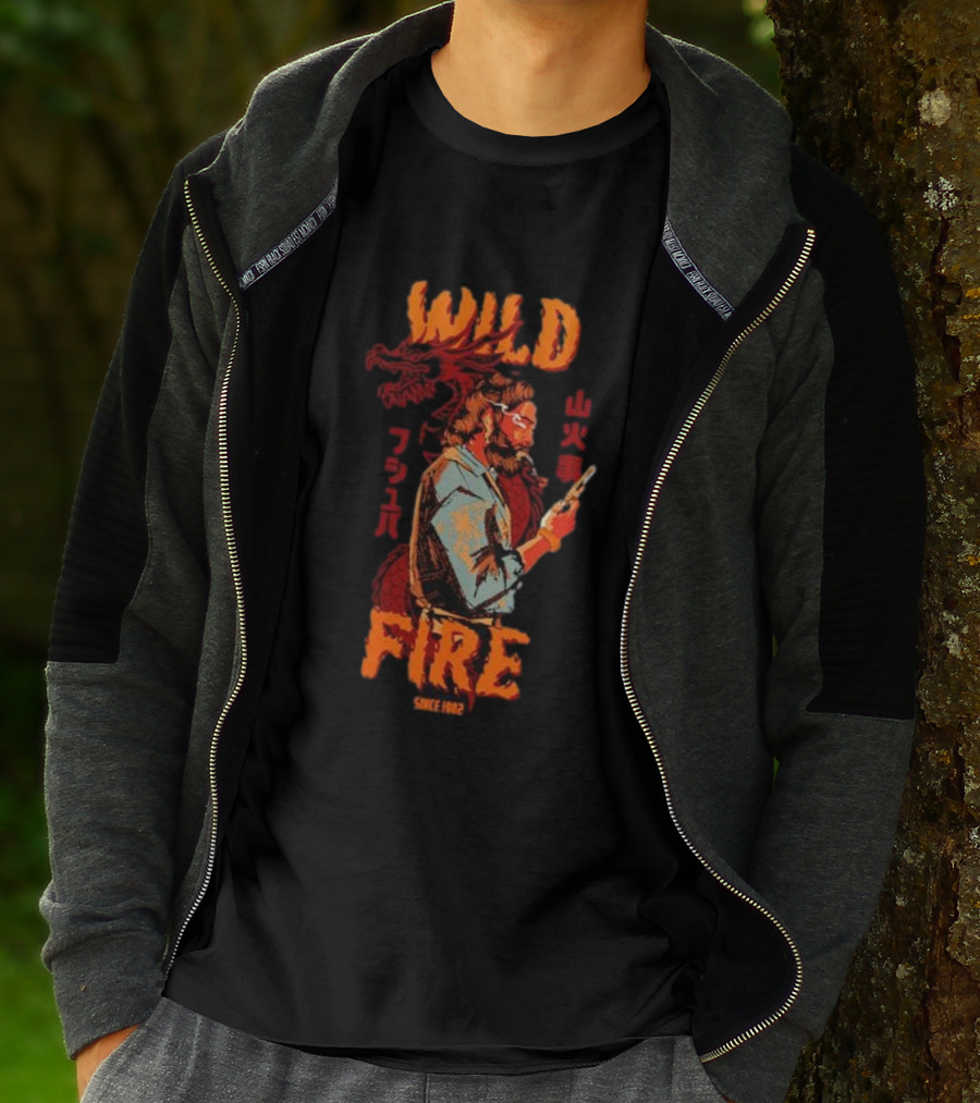 WILD FIRE SINCE 1982 Dragon And Man T-Shirt