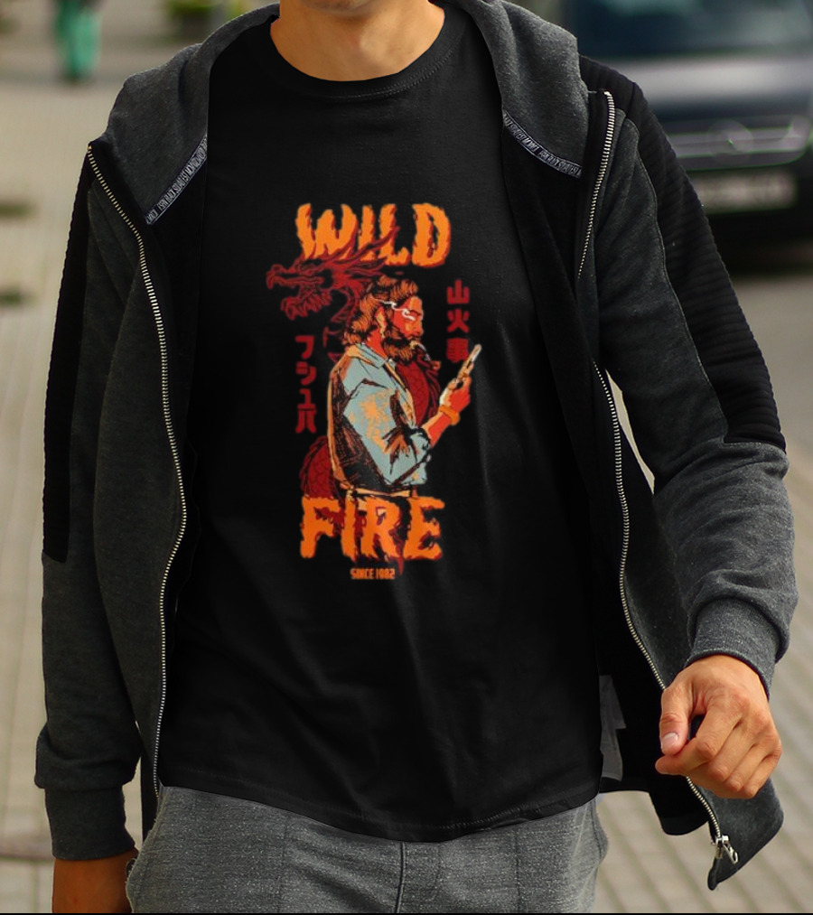 WILD FIRE SINCE 1982 Dragon And Man T-Shirt