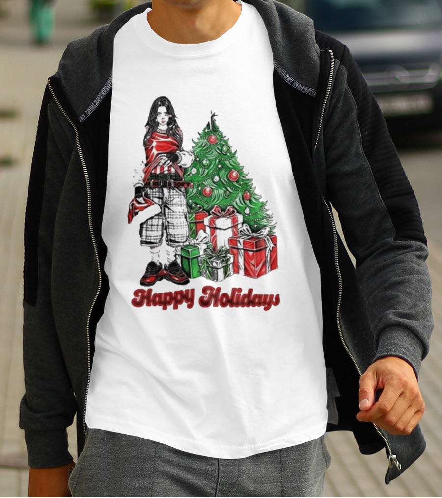 Billie Eilish Happy Holidays Christmas Tree Presents T-Shirt