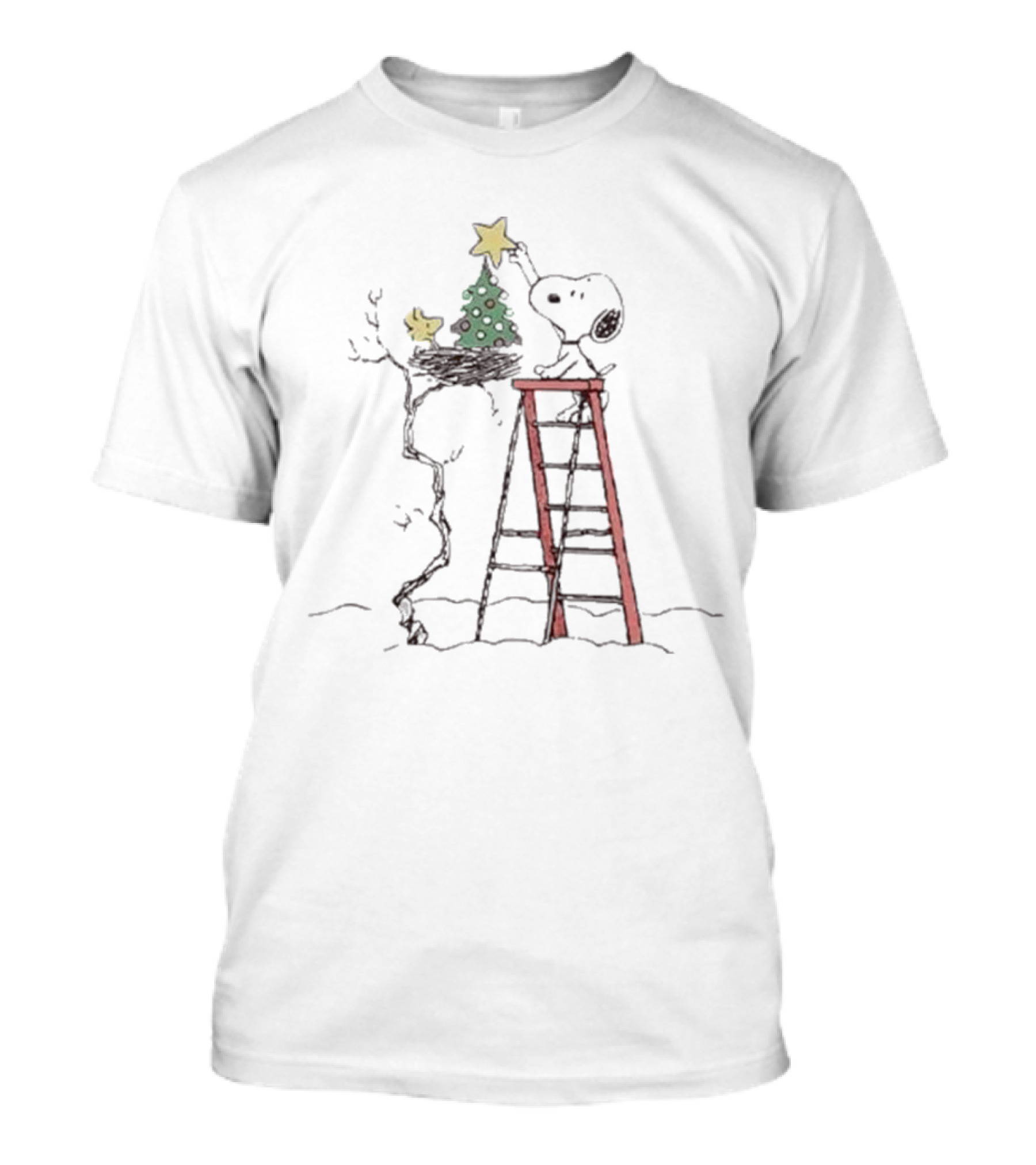 Snoopy Christmas Tree Topper Peanuts Holiday Scene T-Shirt
