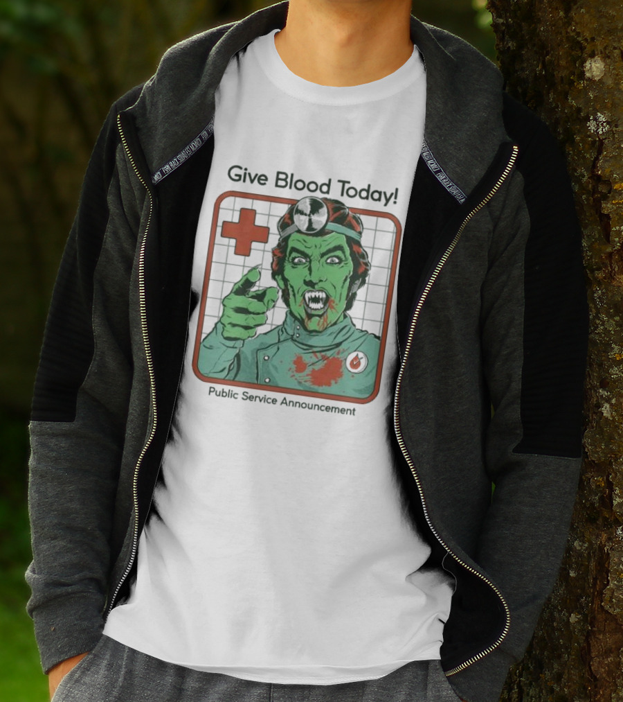 Give Blood Today Public Service Announcement Zombie Doctor T-Shirt
