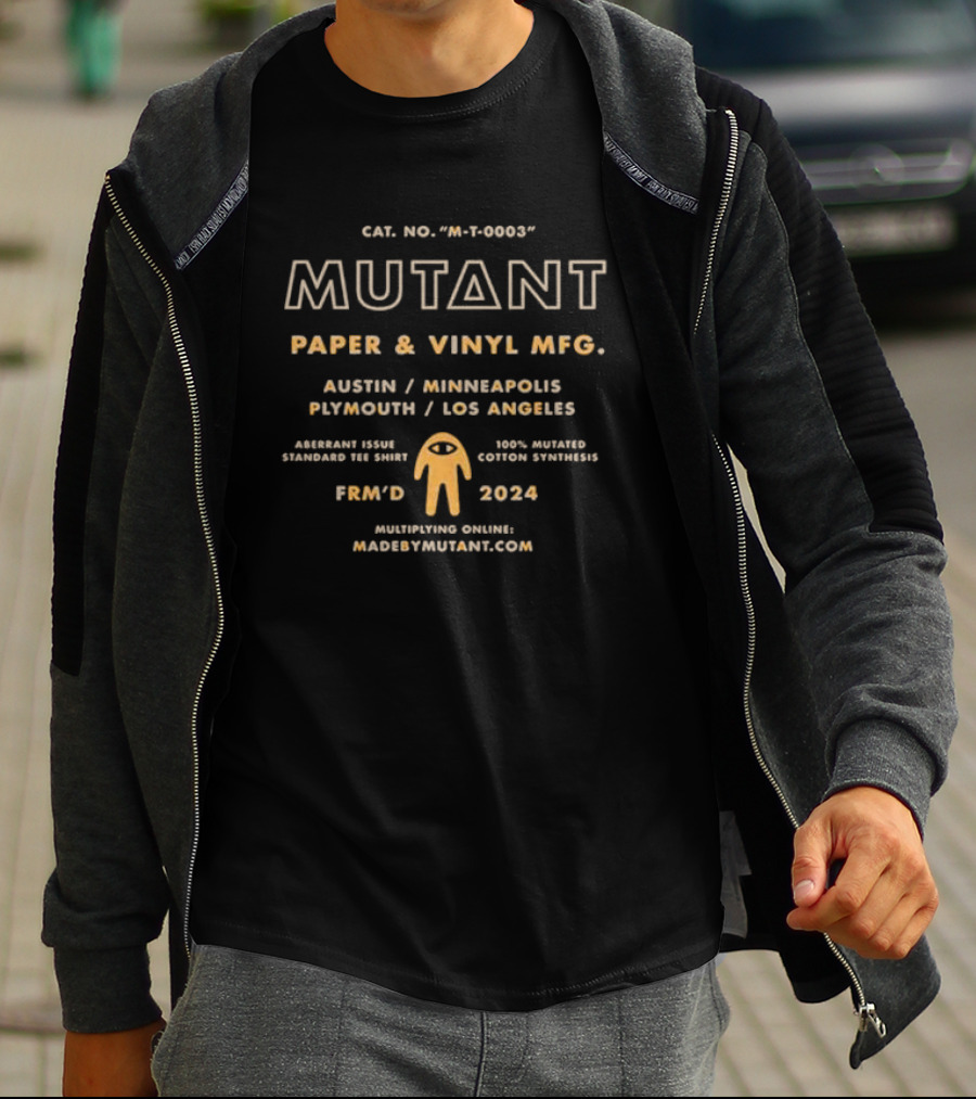 MUTANT Paper Vinyl MFG Austin Minneapolis Plymouth Los Angeles T-Shirt
