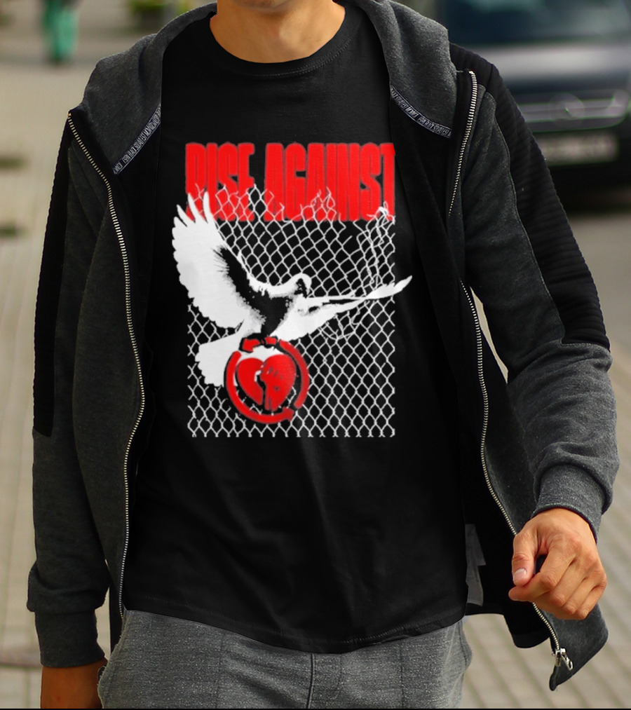 Rise Against Caged Dove Heart Symbol T-Shirt