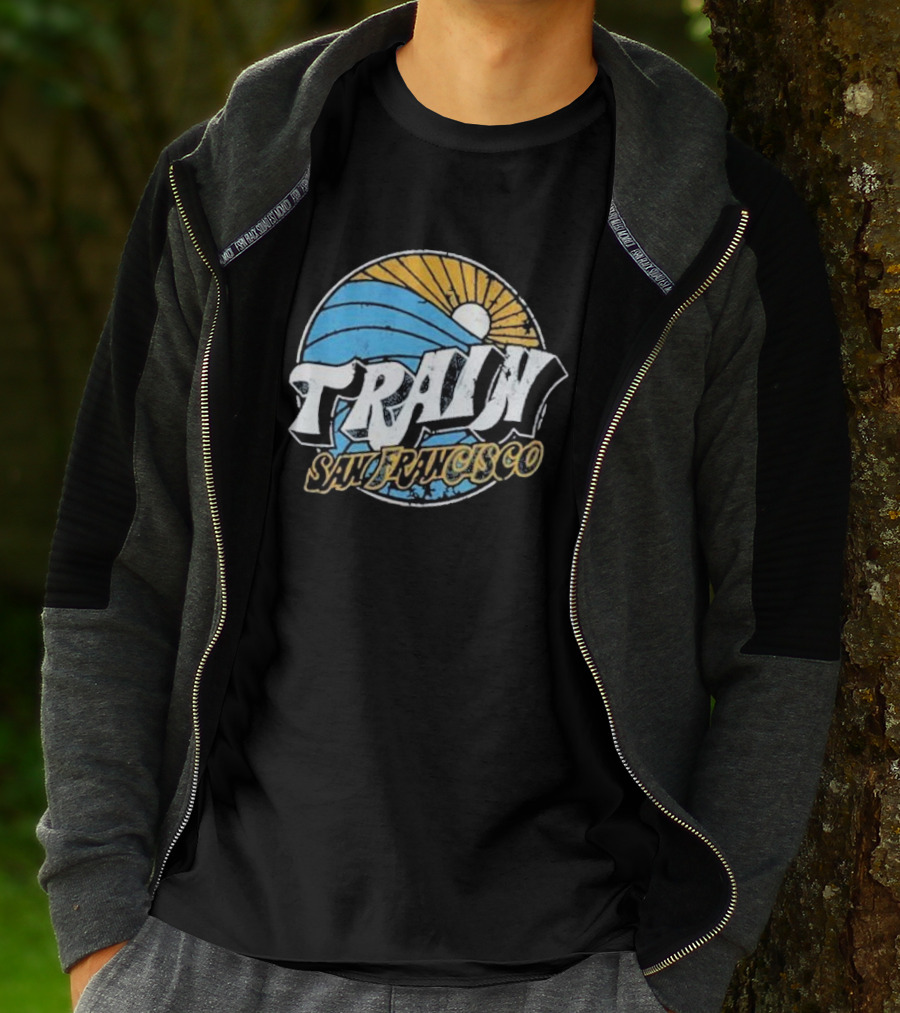 Train San Francisco Sunset Wave Retro T-Shirt
