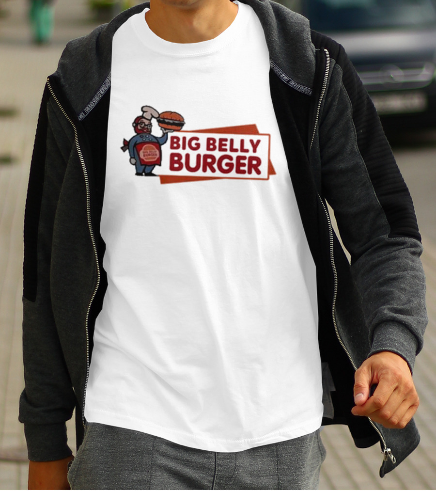 Big Belly Burger Logo With Chef Holding Burger T-Shirt