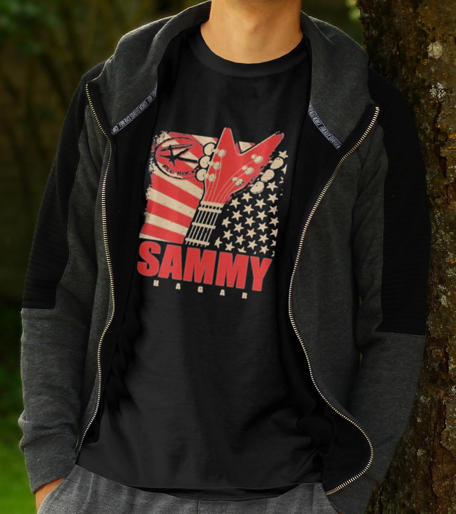 Sammy Hagar Red Rocker American Flag Guitar T-Shirt