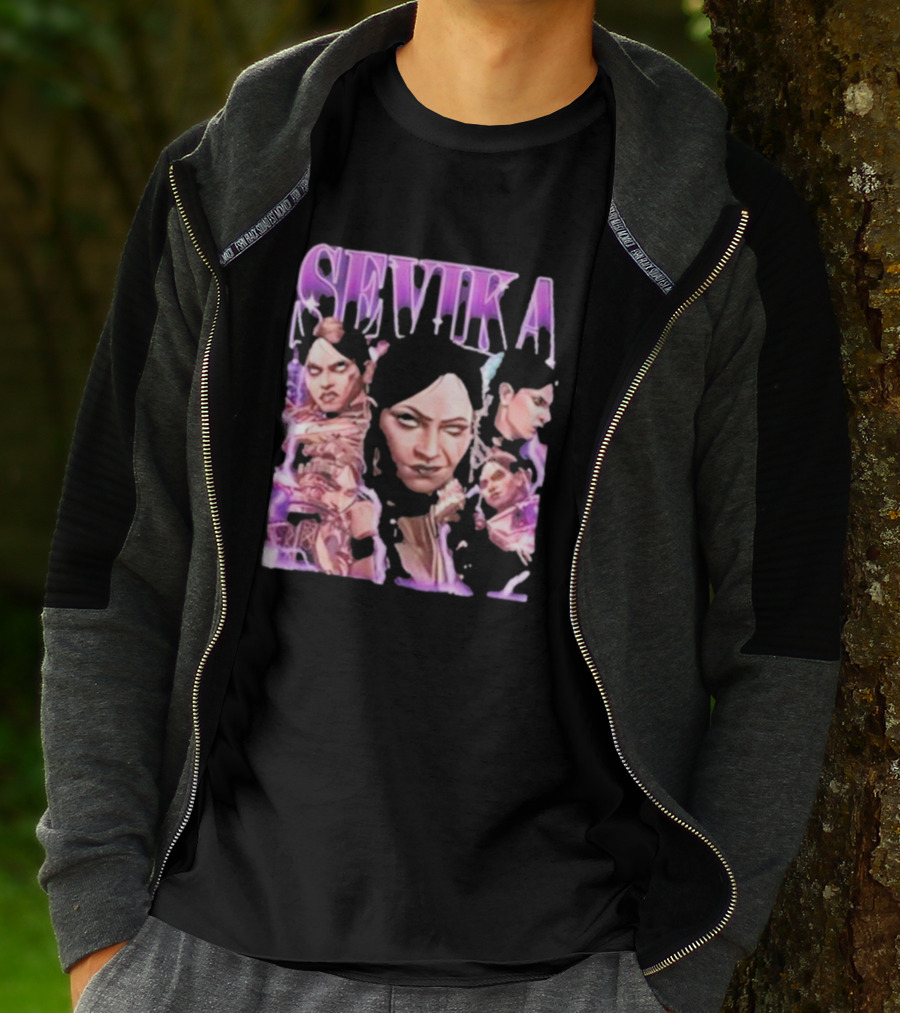 SEVIKA Arane Character Collage Graphic Purple Tones T-Shirt
