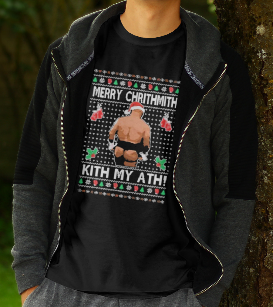 Merry Chrithmith Kith My Ath Mike Tyson Santa Boxing Christmas T-Shirt