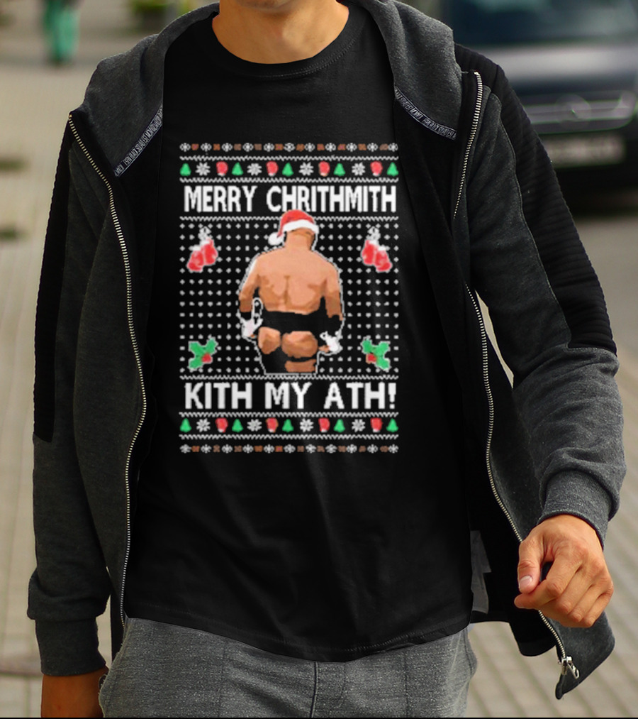 Merry Chrithmith Kith My Ath Mike Tyson Santa Boxing Christmas T-Shirt