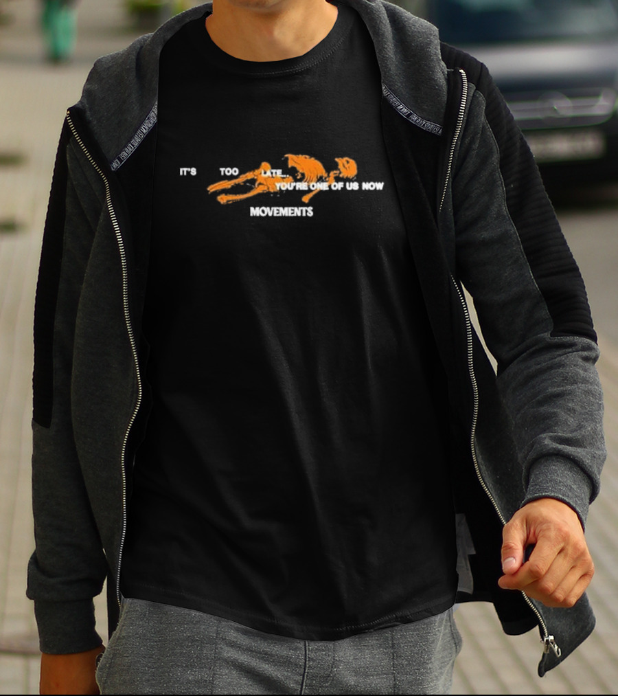 Movements It's Too Late You're One Of Us Now Orange Skeleton Creeping T-Shirt