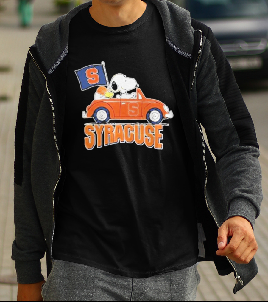 Snoopy Syracuse Orange Basketball Driving Car T-Shirt