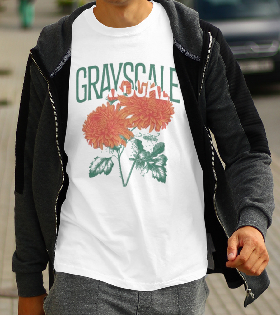 Grayscale Vintage Flower Logo T-Shirt