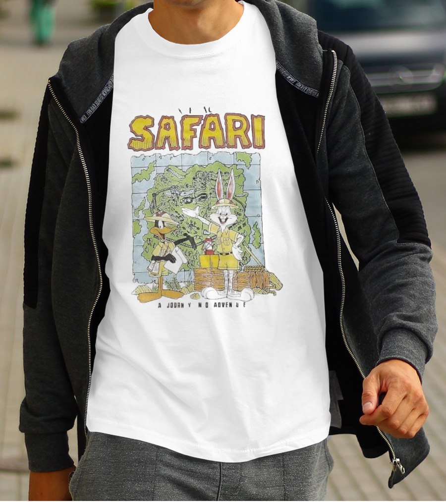 Safari Adventure With Iconic Cartoon Characters Map Exploration T-Shirt